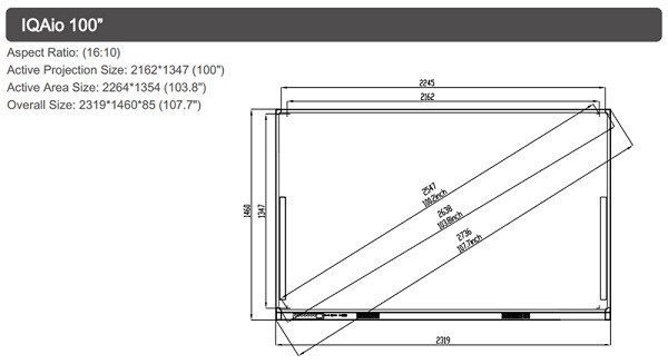 Kích thước bảng IQAIO GR519 100''