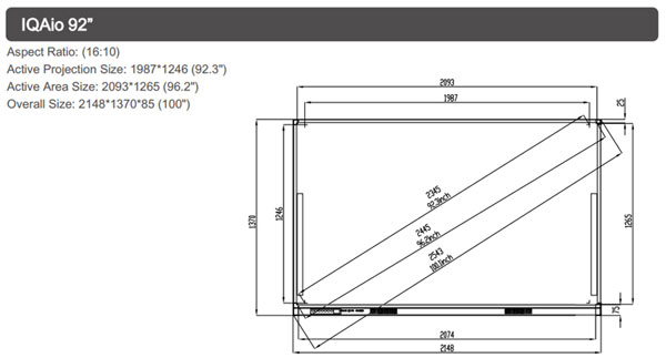 Kích thước bảng IQAIO GR519 92''